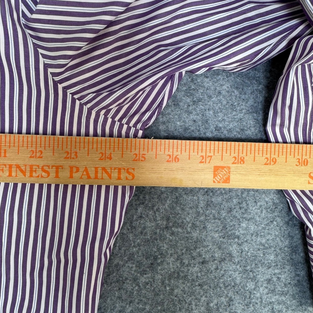 Isaia Napoli Mens Purple Multi Stripe Long Sleeve Button Down Shirt Italy 16.5 - Picture 5 of 7